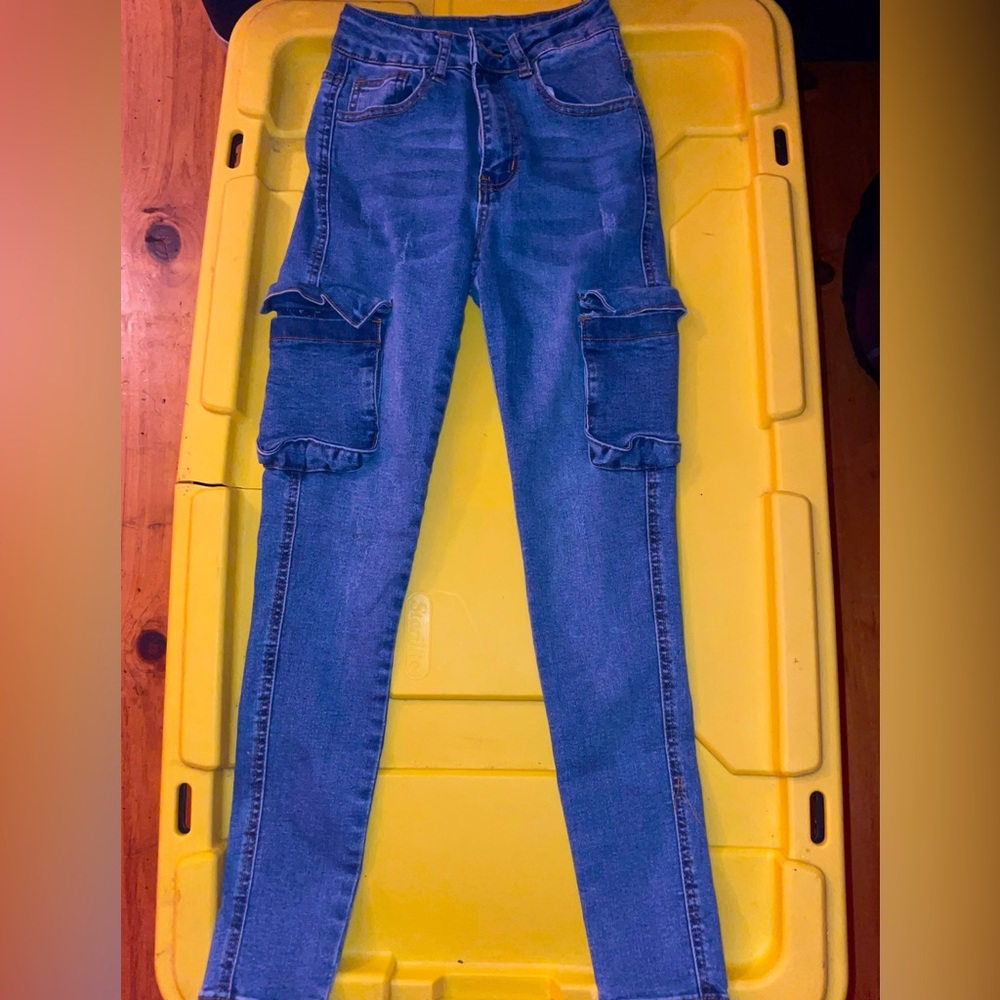 Shein Skinny Denim Cargo Jeans XXS